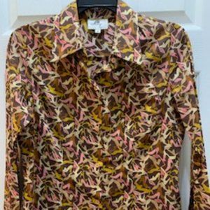 Milly of New York Fine Cotton Blouse "Shoes" Motif Size 8 (runs small)